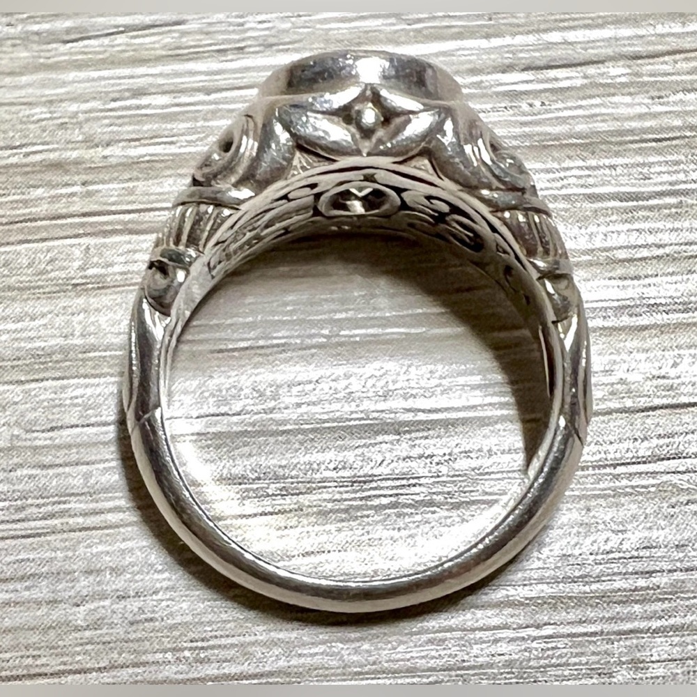 Designer Signed Robert Manse Sterling Silver & 14K Gold Prasiolite Ring, Size 8 - Picture 6 of 10